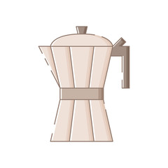 Cute isolated gazer coffee maker. Sticker, patch, badge, pin or tattoo. White background. Flat linear style illustration. Vector.