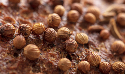 Sesame rye bread as a background