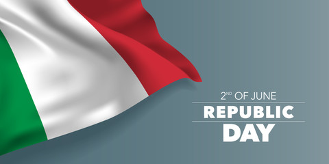 Italy happy republic day greeting card, banner with template text vector illustration