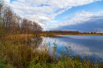 Obraz premium Pond in nature in autumn