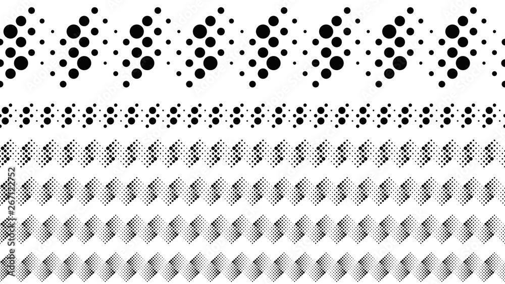 Poster geometric dotted pattern text divider set - monochrome abstract vector design elements