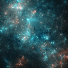 Fototapeta na wymiar Turquoise fractal nebula, digital artwork for creative graphic design