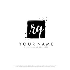 R Q RQ initial square logo template vector