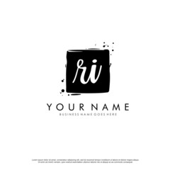 R I RI initial square logo template vector