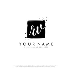 R V RV initial square logo template vector