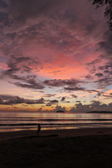 Fototapeta na wymiar Scenic sunset over ocean beach.