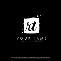 R T RT initial square logo template vector