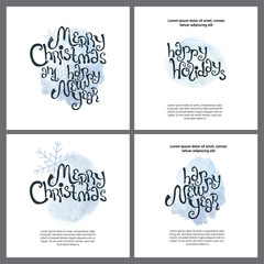 Fototapeta na wymiar Merry christmas and happy new year cards set, calligraphy text kit