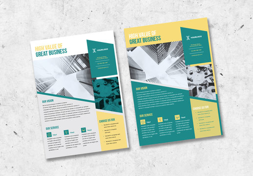 Corporate Flyer with Yellow and Green Accents