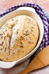 Wheat bread with sunflower seeds baked on sourdough