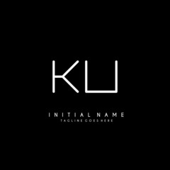 Initial K U KU minimalist modern logo identity vector