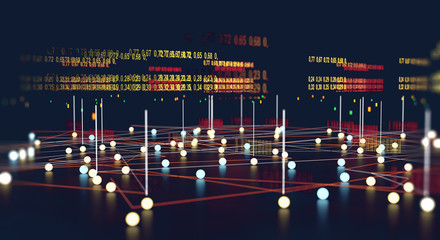 Fondo abstracto de big data y herramientas informáticas. Tecnología y comunicación para el análisis y la gestión de datos en Internet.