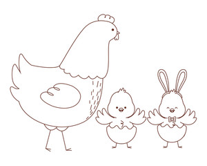 Happy  farm animals outline
