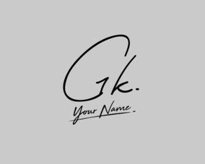 G K GK Signature initial logo template vector