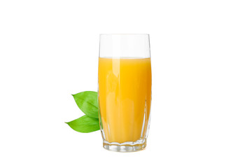 Glass of fresh orange juice isolated on white background. Fresh natural drink