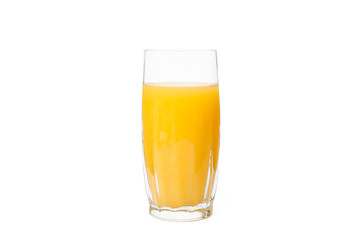 Glass of fresh orange juice isolated on white background. Fresh natural drink