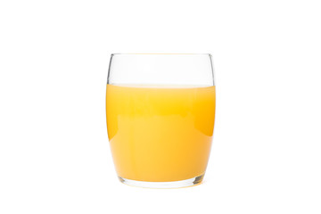 Glass of fresh orange juice isolated on white background. Fresh natural drink
