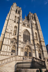 Fototapeta na wymiar St Michael and St Gudula Cathedral in Brussels