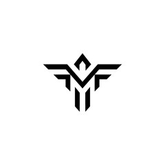 abstract bird logo with initials letter mf