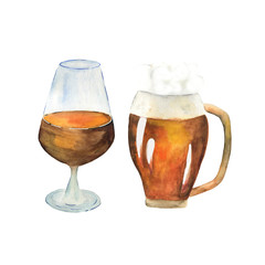 Oktoberfest beer glasses, beer with foam. Can be used as backgrounds, signs and advertisements for bars, shops, cafes, restaurants