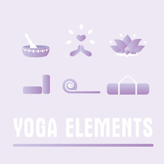 Set of elements for yoga and fitness,
