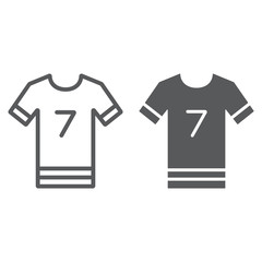 Soccer uniform line and glyph icon, sport and clothes, football tshirt sign, vector graphics, a linear pattern on a white background.