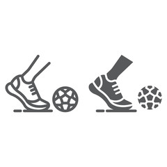 Kickball line and glyph icon, football and play, foot with ball sign, vector graphics, a linear pattern on a white background.