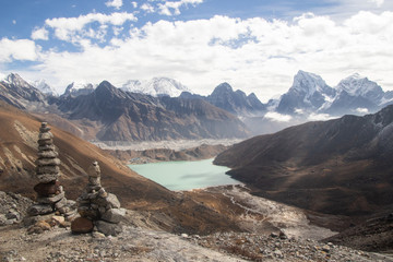 Scenics view of Himalaya mountain range at Renjo la pass everest base camp trekking Nepal
