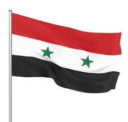 Syria flag blowing in the wind. Background texture. 3d rendering, wave. - Illustration
