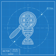 DNA helix vector blueprint icon. Molecular biology science illustration