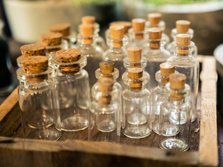Small glass bottles with corks