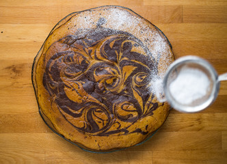 Original Homemade Cake with Authentic Chocolate Pattern