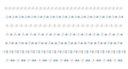 Set of balck pearl strings isolated on white background.