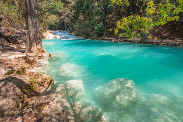 The amazing turquoise natural pools of Chiflon in Chiapas, Mexico