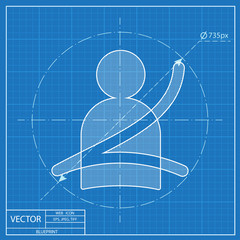 Seat belt fasten remind vector hmi dashboard blueprint icon
