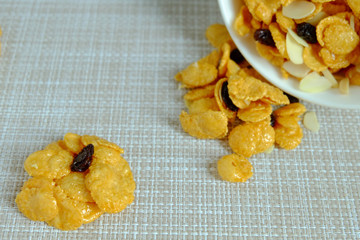 Corn flakes on background