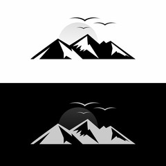 Mountain landcape vector logo design