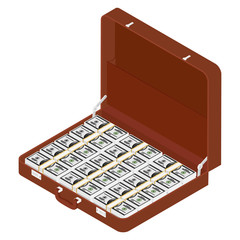 Brown briefcase with million dollars