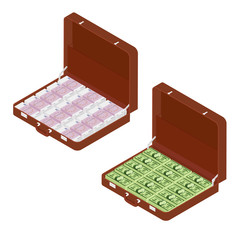 Brown briefcase with million euro