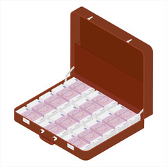 Brown briefcase with million euro