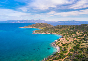 Naklejka na ściany i meble Amazing beach of Kolokitha near Elounda, Crete, Greece.