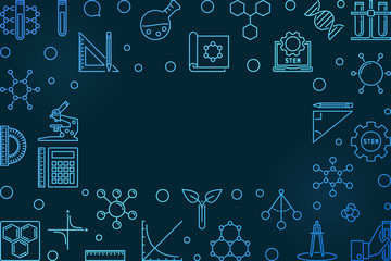 Science, Technology, Engineering and Mathematics vector concept linear blue frame or illustration on dark background