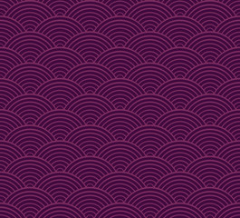 Purple Seigaiha Japanese ornamental wave pattern. Decorative seamless background.