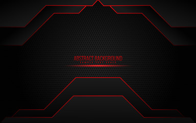 abstract metallic red black frame layout modern tech design template background eps10 - Vector
