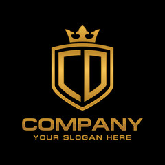 CD  initial with shield and crown, Luxury logo design vector 