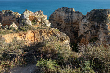Fototapeta na wymiar Rocky but majestic Algarve coastline