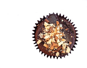 home-made chocolate bun with icing and decoration