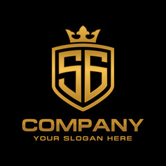 SG  initial with shield and crown, Luxury logo design vector 