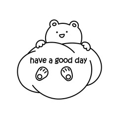 Have a good day. Cute bear on a cloud. Hand drawn vector illustration