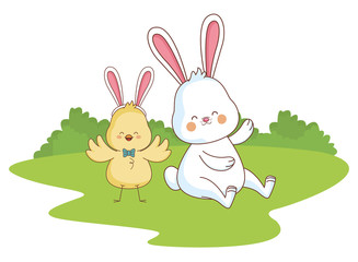 Fototapeta premium Happy farm animals cartoon